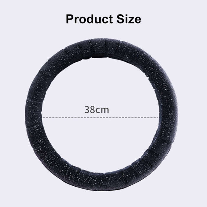 D Style Car Universal Self Heating Plush Warm Anti-skid Steering Wheel Cover, Diameter: 38cm (Grey)