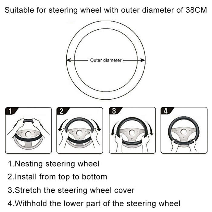 D Style Car Universal Self Heating Plush Warm Anti-skid Steering Wheel Cover, Diameter: 38cm (Grey)