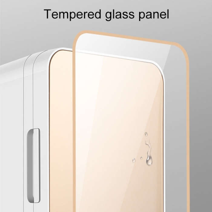 8L 37-48W Tempered Glass Panel Car / Home Mini Refrigerator, EU Plug (Gold)