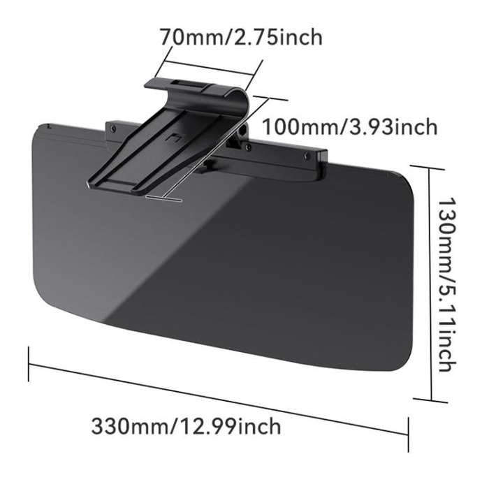 SHUNWEI SD-2302 Car Sun Visor Day Night Anti Glare Visor Adjustable Visor Protection Mirror (Black)