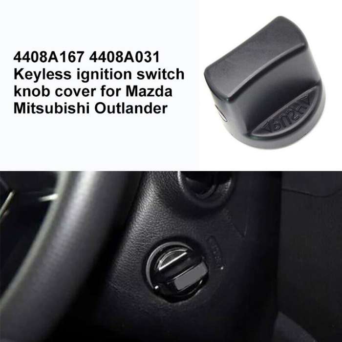 Keyless Ignition Switch Knob Cover 4408A167 4408A031 for Mitsubishi Outlander / Mazda (Black)