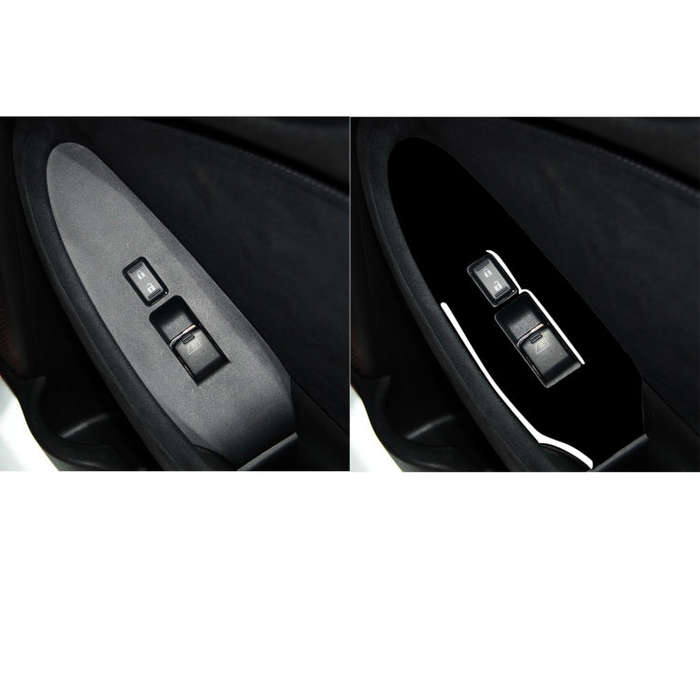 For Nissan 370Z Z34 2009- 2 in 1 Car Window Lift Panel Decorative Sticker, Left Drive (Black)