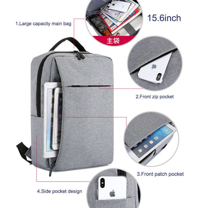 POFOKO Large-capacity Waterproof Oxford Cloth Business Casual Backpack with External USB Charging...