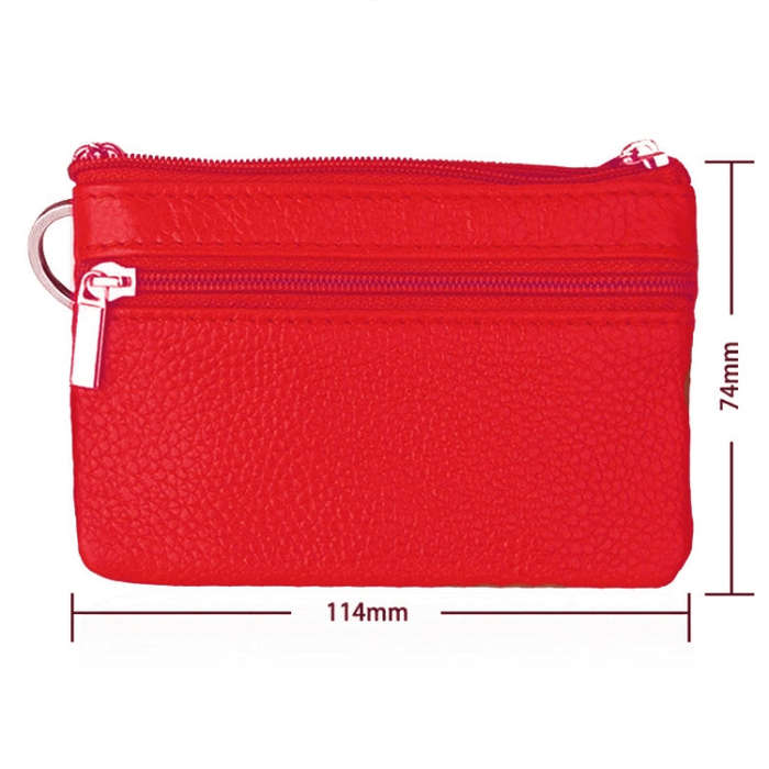 Cowhide Leather Zipper Solid Color Horizontal Card Holder Wallet RFID Blocking Coin Purse Card Ba...