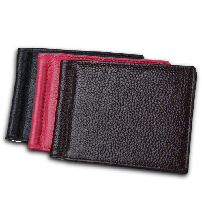 Cowhide Leather Litchi Texture Card Holder Wallet RFID Blocking Coin Purse Card Bag Protect Case ...