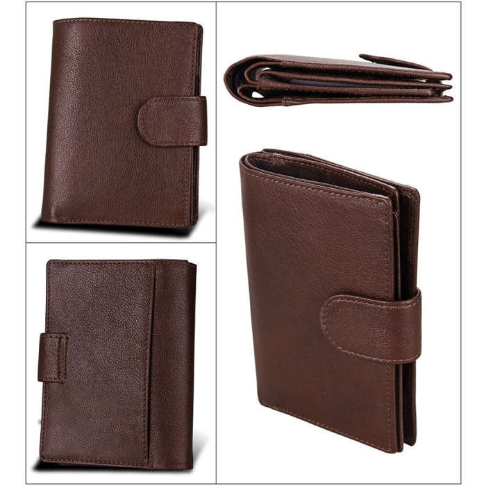 Antimagnet RFID Genuine Leather Wallet / Passport Package / Cowhide Card Slot for man(Coffee)