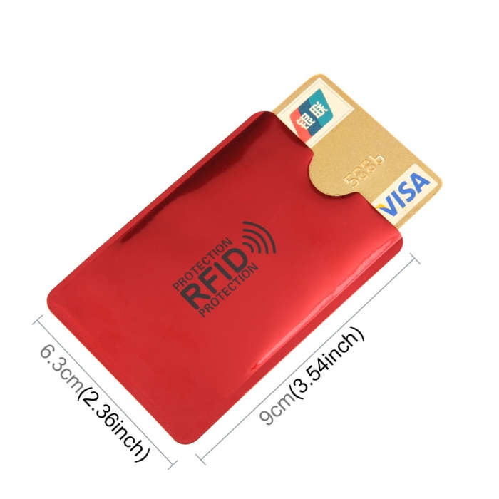100pcs Aluminum Foil RFID Blocking Credit Card ID Bank Card Case, Size: 9 x 6.3cm (Red)