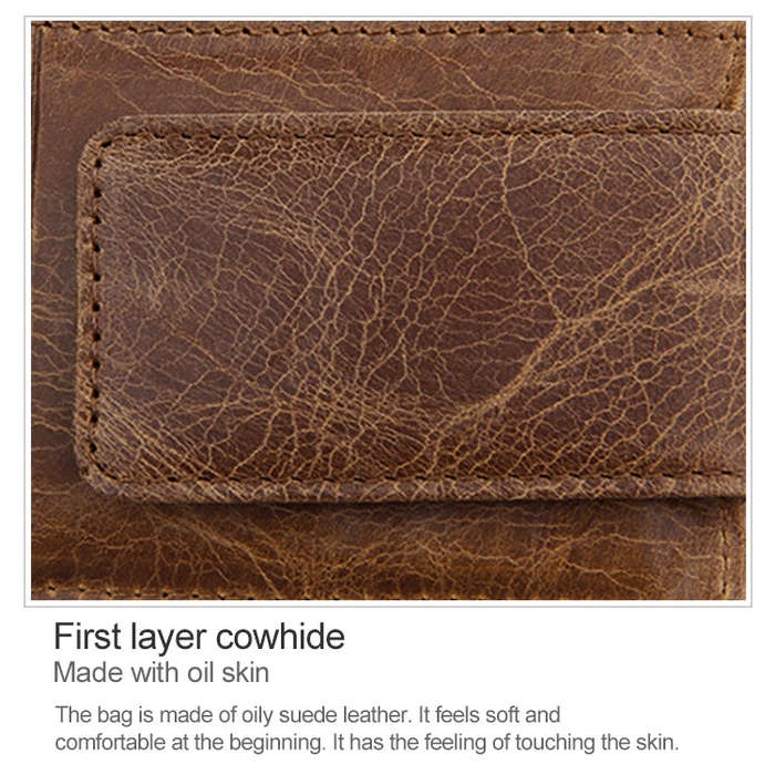 KB80 Antimagnetic RFID Crazy Horse Texture Oil Wax Leather Card Holder Wallet Billfold for Men an...