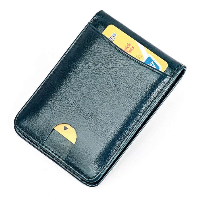 KB186 Antimagnetic RFID Mini Crazy Horse Texture Leather Billfold Card Wallet for Men and Women(B...