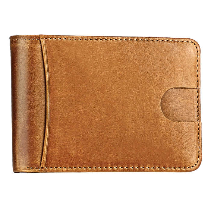KB186 Antimagnetic RFID Mini Crazy Horse Texture Leather Billfold Card Wallet for Men and Women(Y...