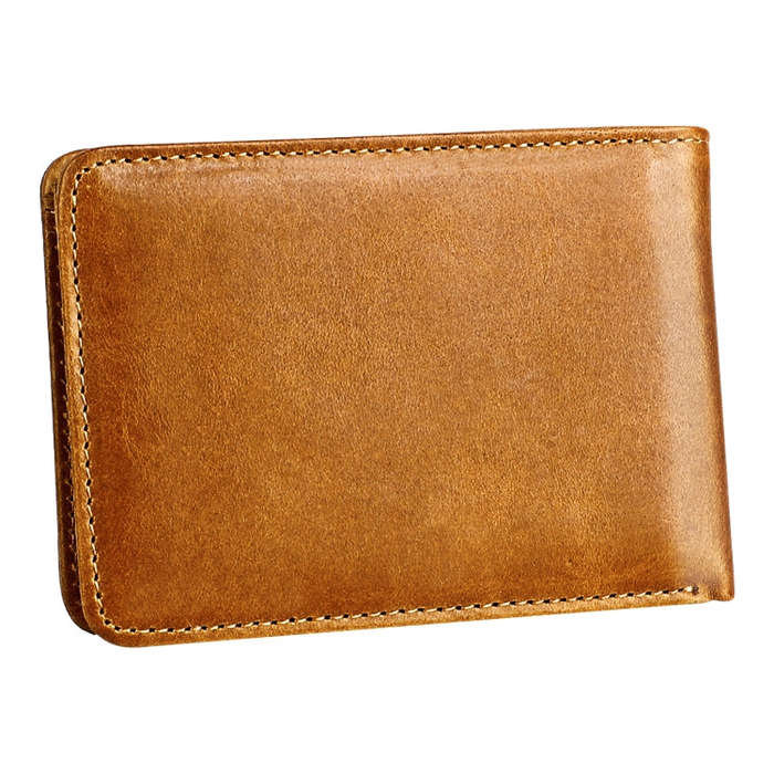KB186 Antimagnetic RFID Mini Crazy Horse Texture Leather Billfold Card Wallet for Men and Women(Y...