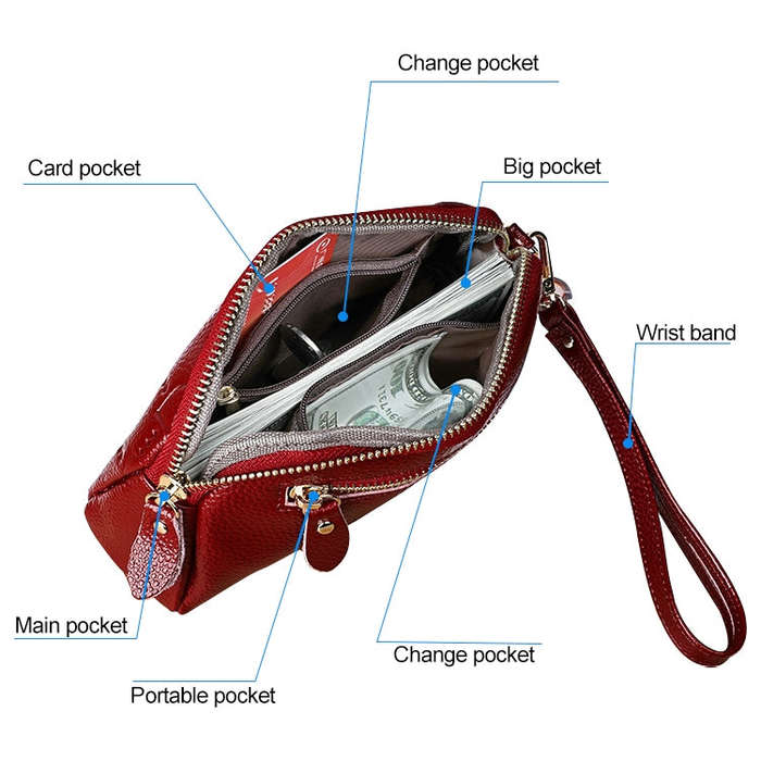2025 Multifunctional Litchi Texture Women Large Capacity Hand Wallet Shell bag with Card Slots(Pa...