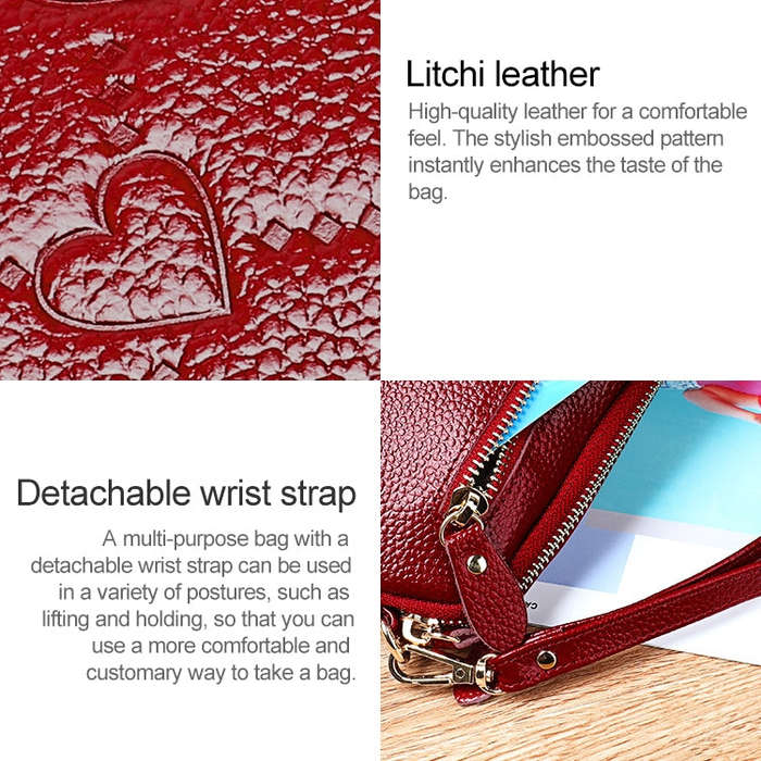 2025 Multifunctional Litchi Texture Women Large Capacity Hand Wallet Shell bag with Card Slots(Pa...