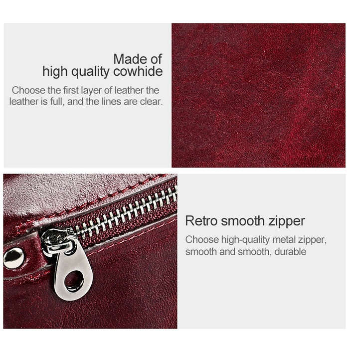 3559 Antimagnetic RFID Multi-function Zipper Retro Top-grain Leather Lady Purse Wallet (Blue)