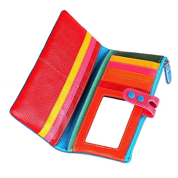 3572 Litchi Texture Leather Zipper Lady Wallet Large-capacity Purse(Blue)