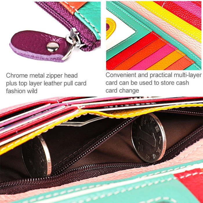 3572 Litchi Texture Leather Zipper Lady Wallet Large-capacity Purse(Red)