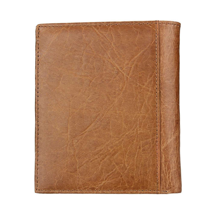 8235 Antimagnetic RFID Multi-function Crazy Horse Texture Leather Wallet Passport Bag(Yellowish-b...