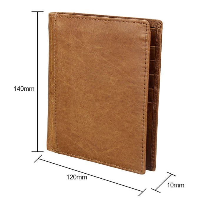 8235 Antimagnetic RFID Multi-function Crazy Horse Texture Leather Wallet Passport Bag(Yellowish-b...