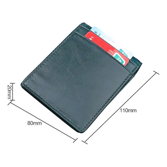 9037 Antimagnetic RFID Crazy Horse Texture Leather Wallet Billfold for Men and Women(Blue)