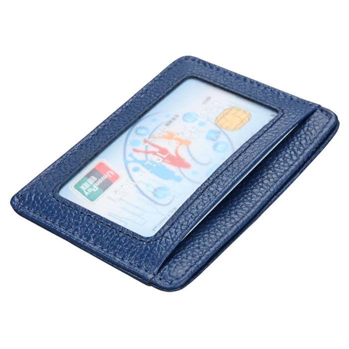 KB37 Antimagnetic RFID Litchi Texture Leather Card Holder Wallet Billfold for Men and Women (Blue)