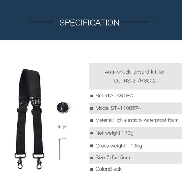 STARTRC Thickening Stress Relieving Neck Strap Lanyard Hang Rope Buckle for DJI RONIN RS-2 /  RON...