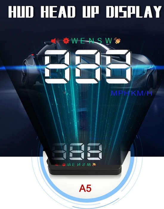 Geyiren A5 HUD 3.5 inch Car Head Up Display with GPS System, Two Mode Display, Light Sensors, KM/...