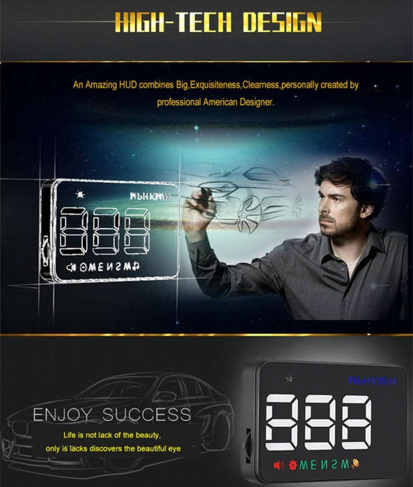 Geyiren A5 HUD 3.5 inch Car Head Up Display with GPS System, Two Mode Display, Light Sensors, KM/...