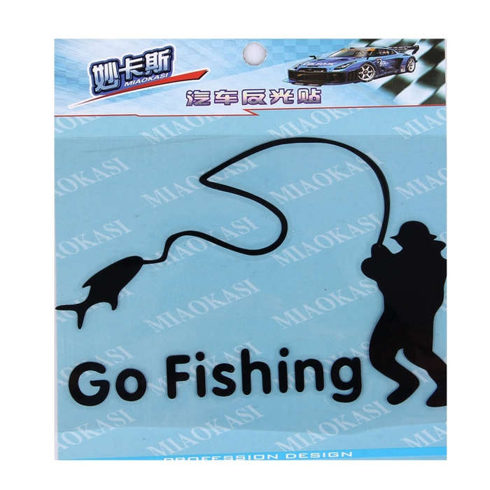 10 PCS Go Fishing Styling Reflective Car Sticker, Size: 14cm x 9.5cm(Black)