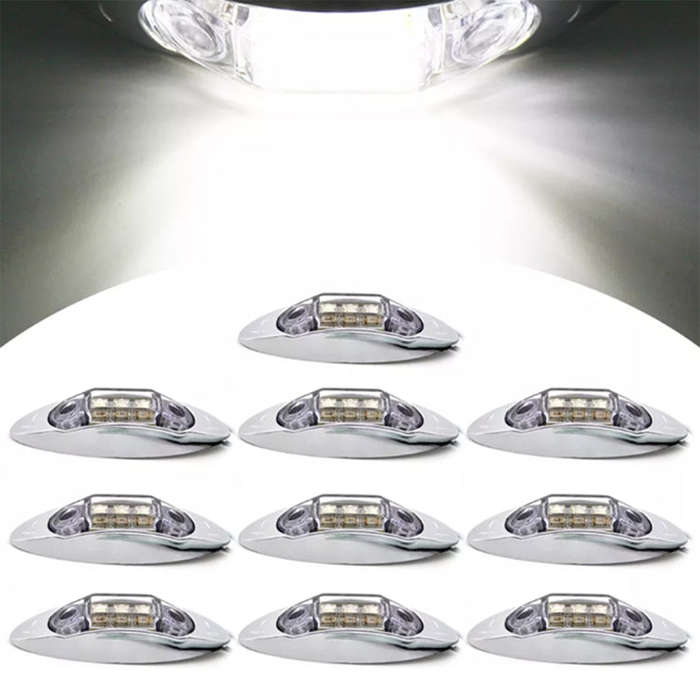 10 PCS DC 10-30V Car Truck Trailer Piranha 3-LED Side Marker Indicator Lights Bulb Lamp, Light Co...