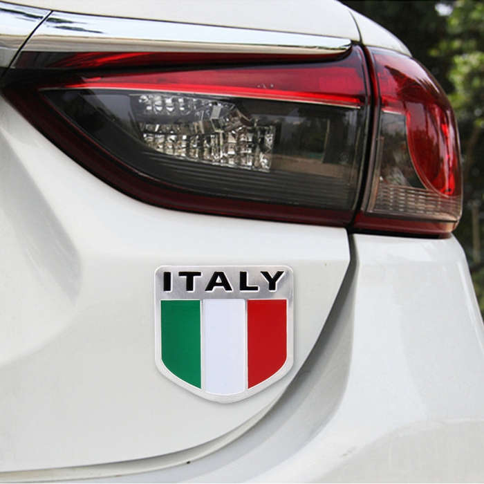 Shield Shape Metal Car Badge Decorative Sticker, Size: Small(Italy Flag 2)