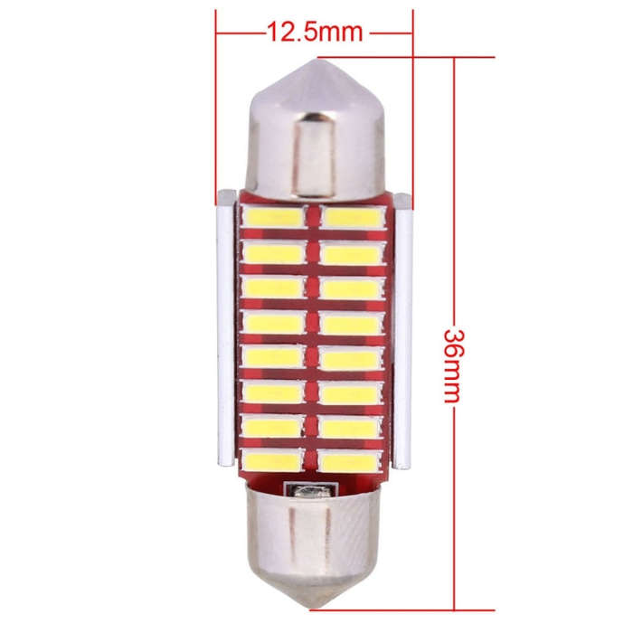 2 PCS Festoon 36mm 2W 160LM White Light 16 LED SMD 4014 Error Free License Plate Lights Car Light...