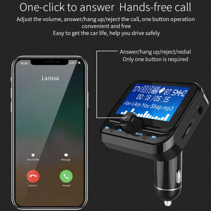 BC32 Dual USB Charging Bluetooth Hand-free Car Charger FM Transmitter MP3 Music Player Car Kit, S...