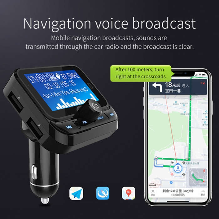 BC32 Dual USB Charging Bluetooth Hand-free Car Charger FM Transmitter MP3 Music Player Car Kit, S...