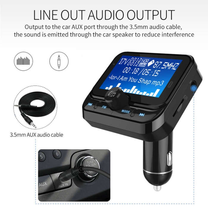 BC32 Dual USB Charging Bluetooth Hand-free Car Charger FM Transmitter MP3 Music Player Car Kit, S...
