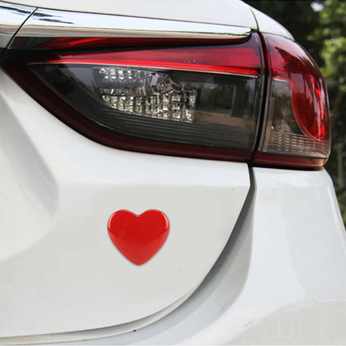 Heart Shape Car Metal Body Decorative Sticker (Red)