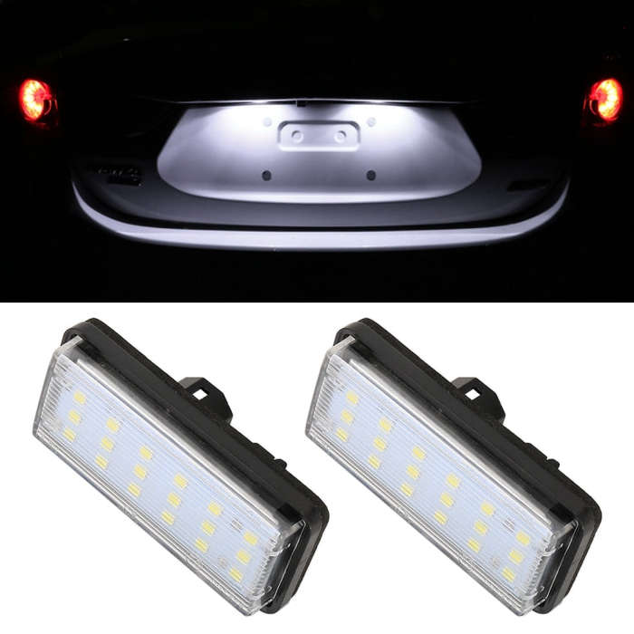 2 PCS DC12V / 1.5W/ 6000K / 100LM Car LED License Plate Light 18LEDs SMD-3528 Lamps for Lexus(Whi...