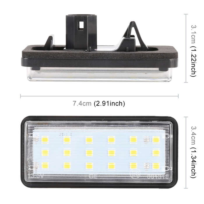 2 PCS DC12V / 1.5W/ 6000K / 100LM Car LED License Plate Light 18LEDs SMD-3528 Lamps for Lexus(Whi...