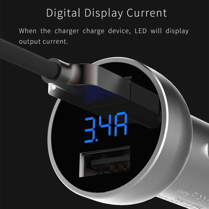 Mcdodo CC-3871 2-Ports USB LED Smart Digital Display Car Charger, For iPhone, iPad, Samsung, HTC,...