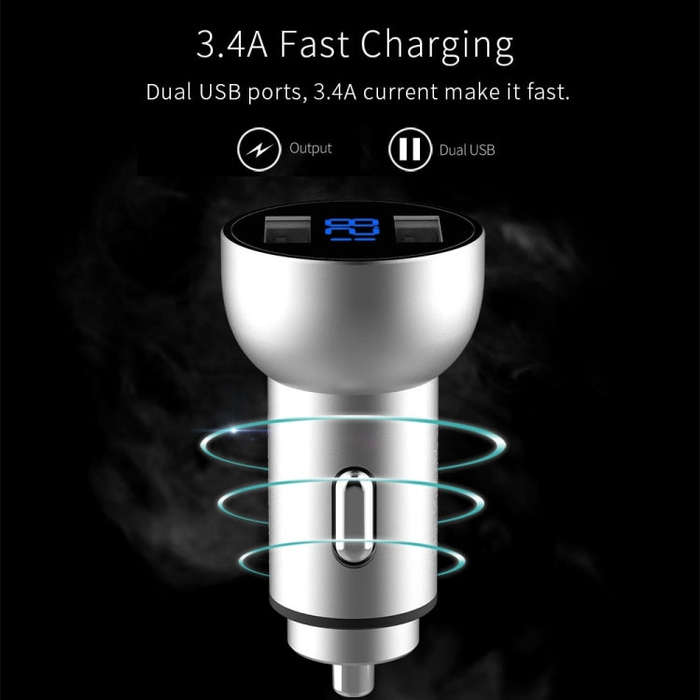 Mcdodo CC-3871 2-Ports USB LED Smart Digital Display Car Charger, For iPhone, iPad, Samsung, HTC,...