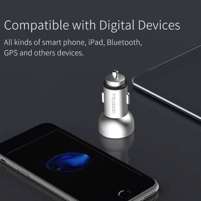 Mcdodo CC-3871 2-Ports USB LED Smart Digital Display Car Charger, For iPhone, iPad, Samsung, HTC,...