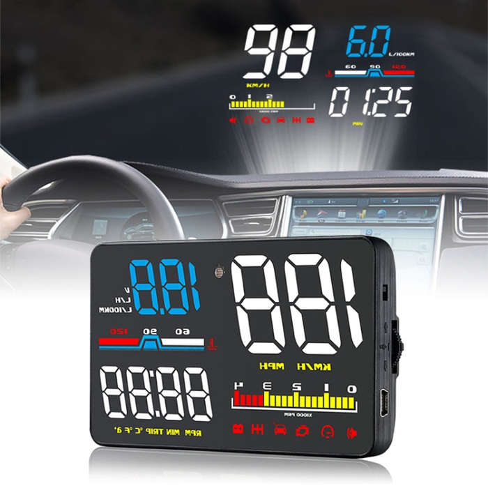 D5000 OBD2 5 inch Vehicle-mounted Head Up Display Security System, Support Car Speed / Engine Rev...