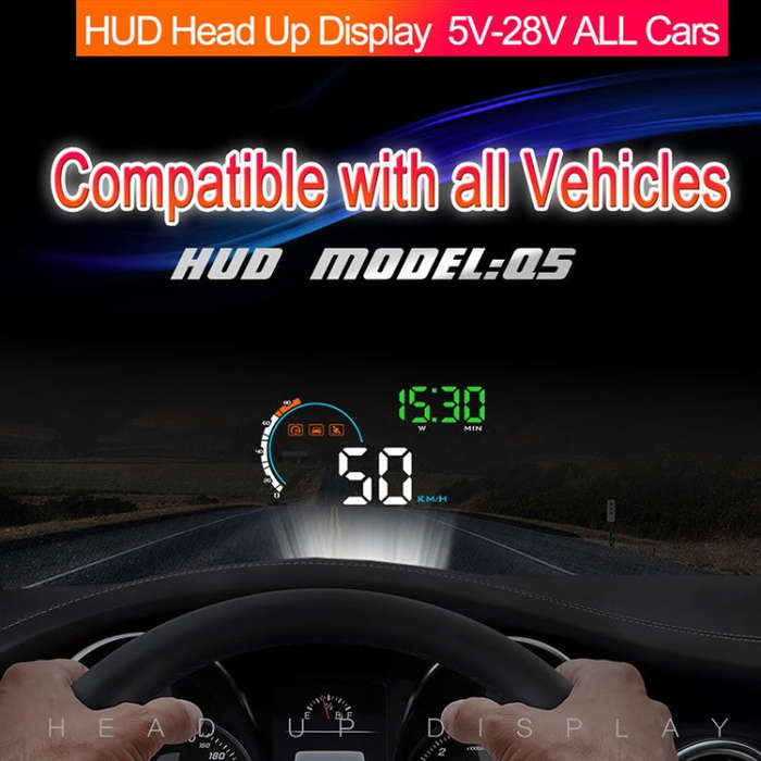 Q5 GPS 4 inch Vehicle-mounted Head Up Display Security System, Support Running Speed & Direction ...