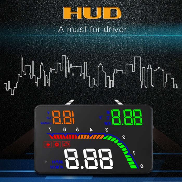 T100 OBD2 4 inch Vehicle-mounted Head Up Display Security System, Support Car Speed / Engine Revo...