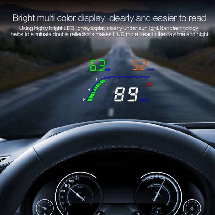 T100 OBD2 4 inch Vehicle-mounted Head Up Display Security System, Support Car Speed / Engine Revo...