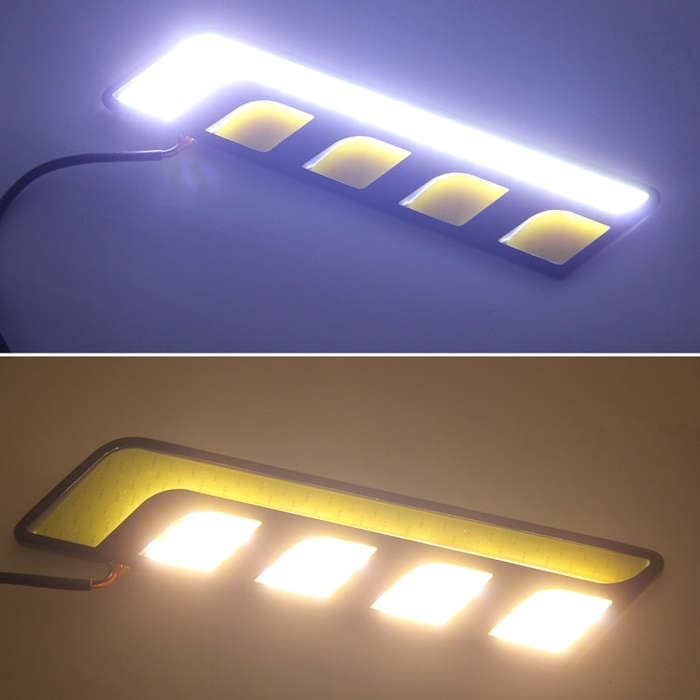 2 PCS DC 12V 10W 800LM 5500K Car DRL Daytime Running Lights Lamp,Cable Length:25cm(White Light + ...