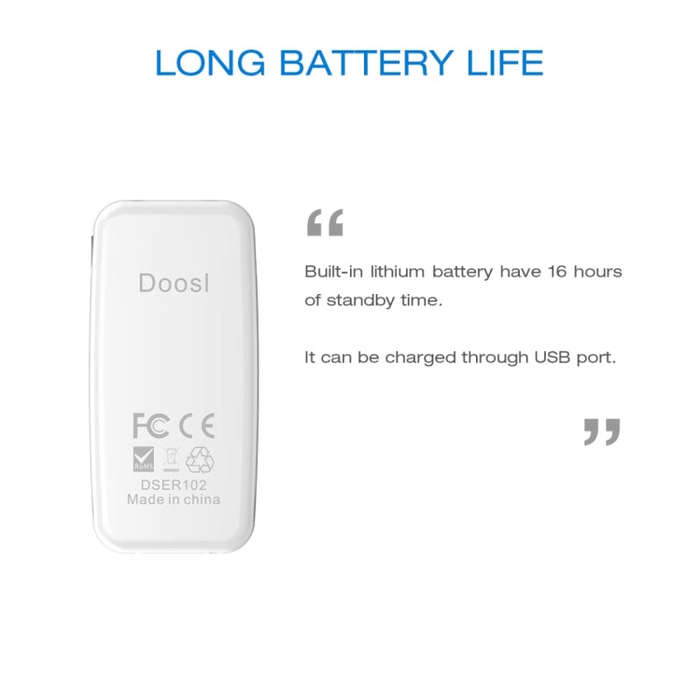 Doosl DSER102 Mini Car Bluetooth Wireless Music Receiver with 3.5mm Stereo Input Jack(White)