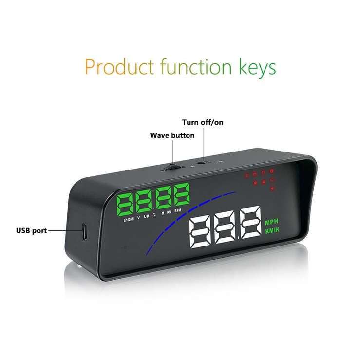 P9 HUD 3.6 inch Car OBD2 Smart Digital Meter with Multi-color, Speed & RPM & Water Temperature & ...