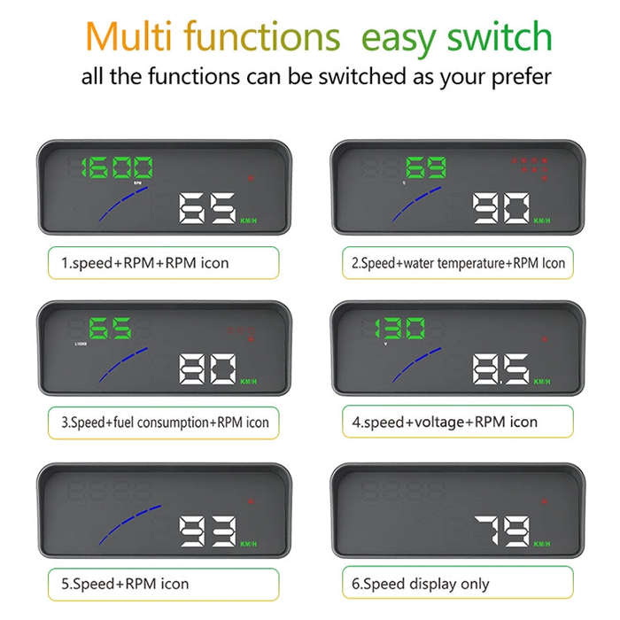 P9 HUD 3.6 inch Car OBD2 Smart Digital Meter with Multi-color, Speed & RPM & Water Temperature & ...