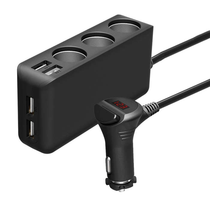 6.8A 80W Plastic Shell 3 Sockets in 1 Car Cigarette Lighter Car Charger Car Socket with 4 USB Por...