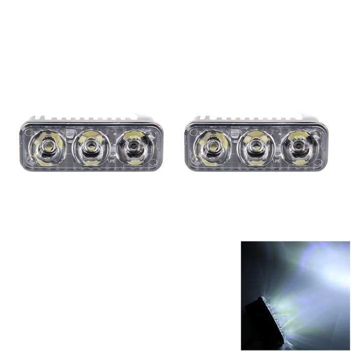 2 PCS DC 12V 6W 400 LM 6000K Tri Circular Car DRL Daytime Running White Lights Lamp, Cable Length...